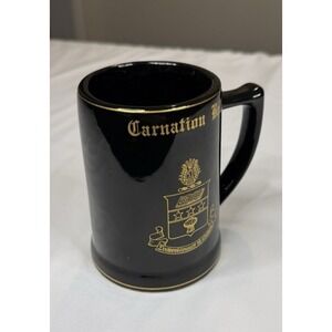 Vintage Fraternity Sorority Mug Black Stoneware Greek Crest Carnation Ball
